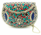 Unique Fashion Handbag with gold and jewel stones