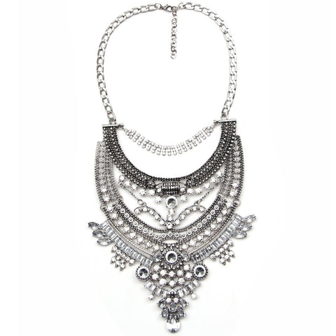 Silver Vintage Crystal Necklace