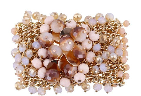 Crystal, bead and pearl bracelet